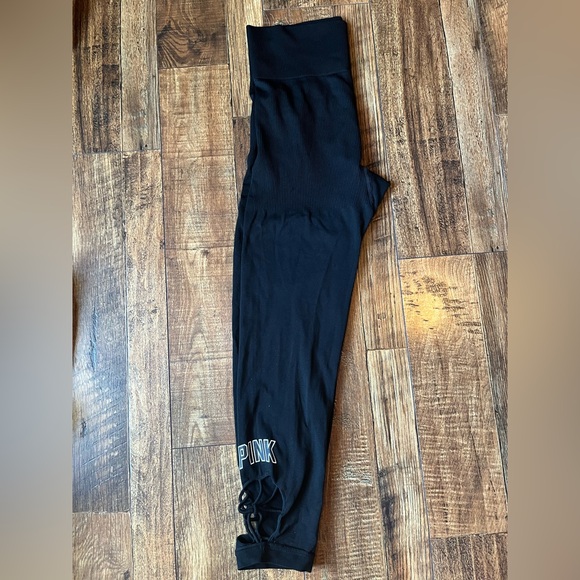 PINK Victoria's Secret Pants - PINK Victoria's Secret Black Leggings with Logo